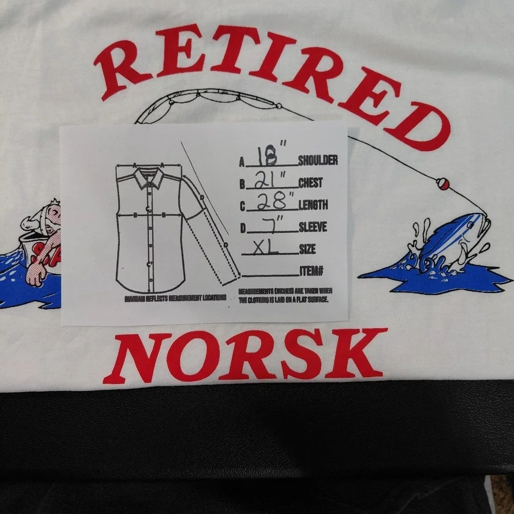 Vintage XL Screen Stars T Shirt Fishing Single‎ Stitch Retired NORSK Cartoon USA
